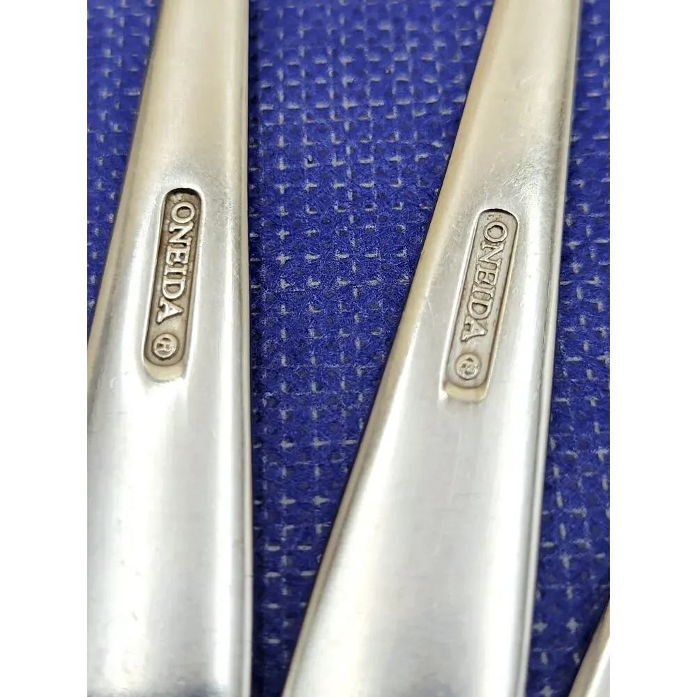 Oneida MOONCREST Stainless Lot 5 Glossy Flatware Spoon Fork